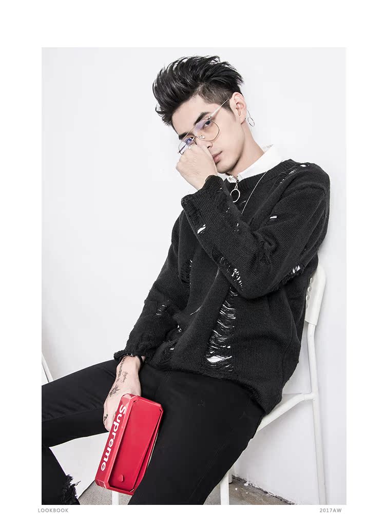 Tide thương hiệu áo len nam mùa thu đông cá tính Phong cách áo len retro phiên bản Hàn Quốc của xu hướng áo len đôi áo hoodie cặp