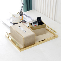 Leather tissue box tray set decoration new Chinese-style living room high-end light luxury wind paper pumping box high-end sense