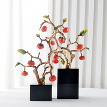 Enamel persimmon wine cabinet decorations light luxury new Chinese style porch living room TV cabinet housewarming gift