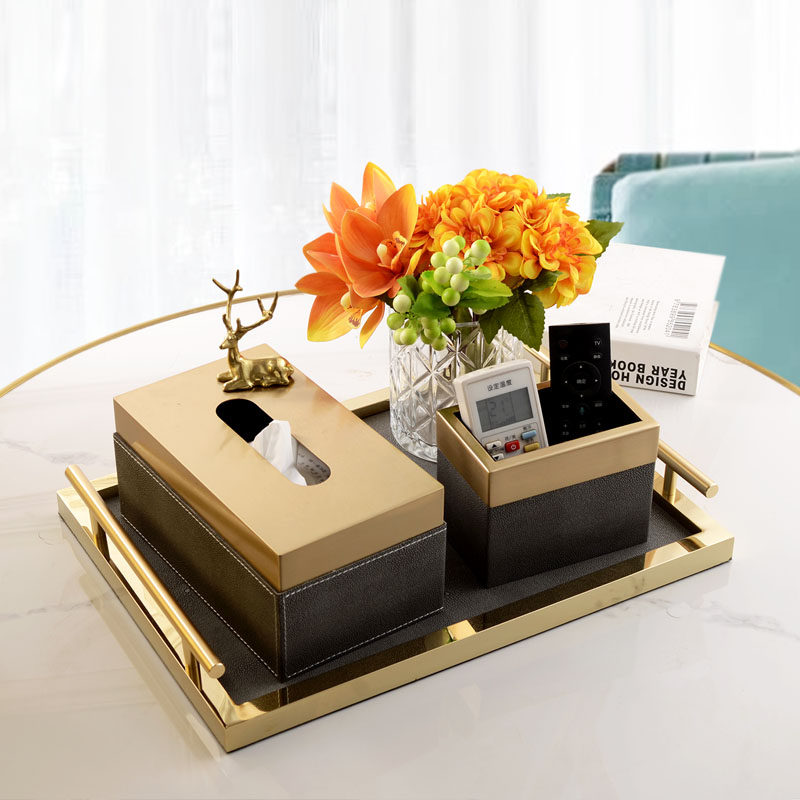 Tissue box living room light luxury high-end dining table tea table storage box set modern style home desktop pumping paper box