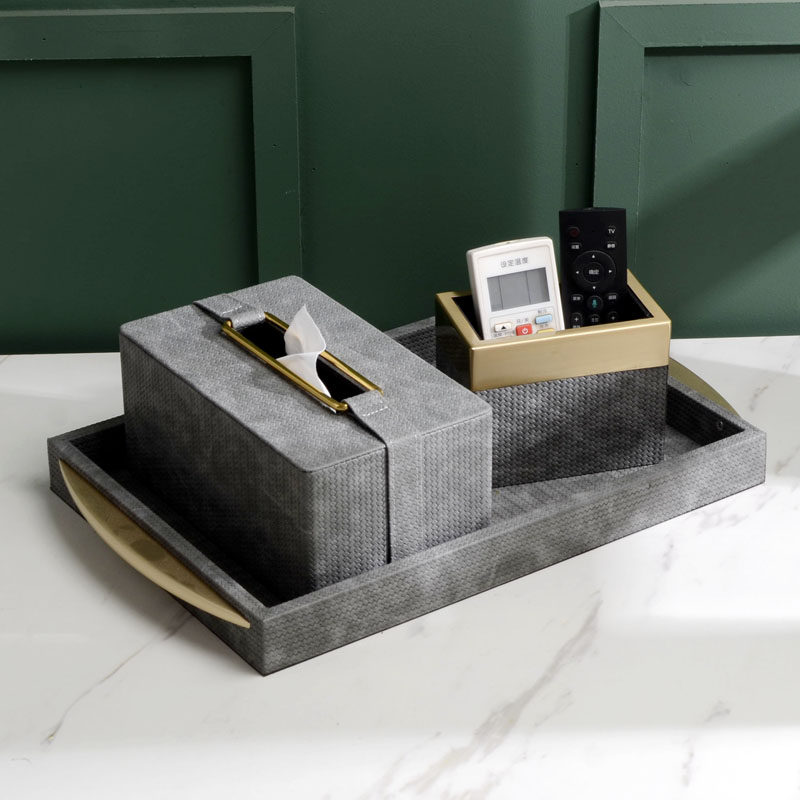 Napkin carton European tissue box light luxury modern household high-end tea coupon assembly box three-piece set