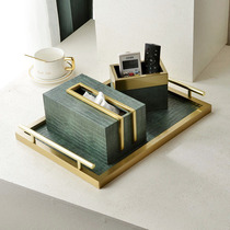 High-end living room tissue box coffee table ornaments four-piece storage box light luxury grade design new Chinese-style paper box