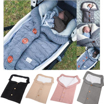 Baby Outdoor Baby Stroller Sleeping Bag Lamb Suede Button Sleeping Bag Stroller Wool Knit Plus Suede Thickened Warm