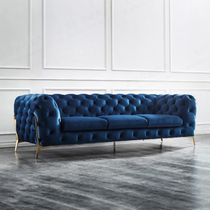 Italian style light luxury buckle fabric three-person sofa modern American living room combination Internet celebrity large and small apartment villa sofa