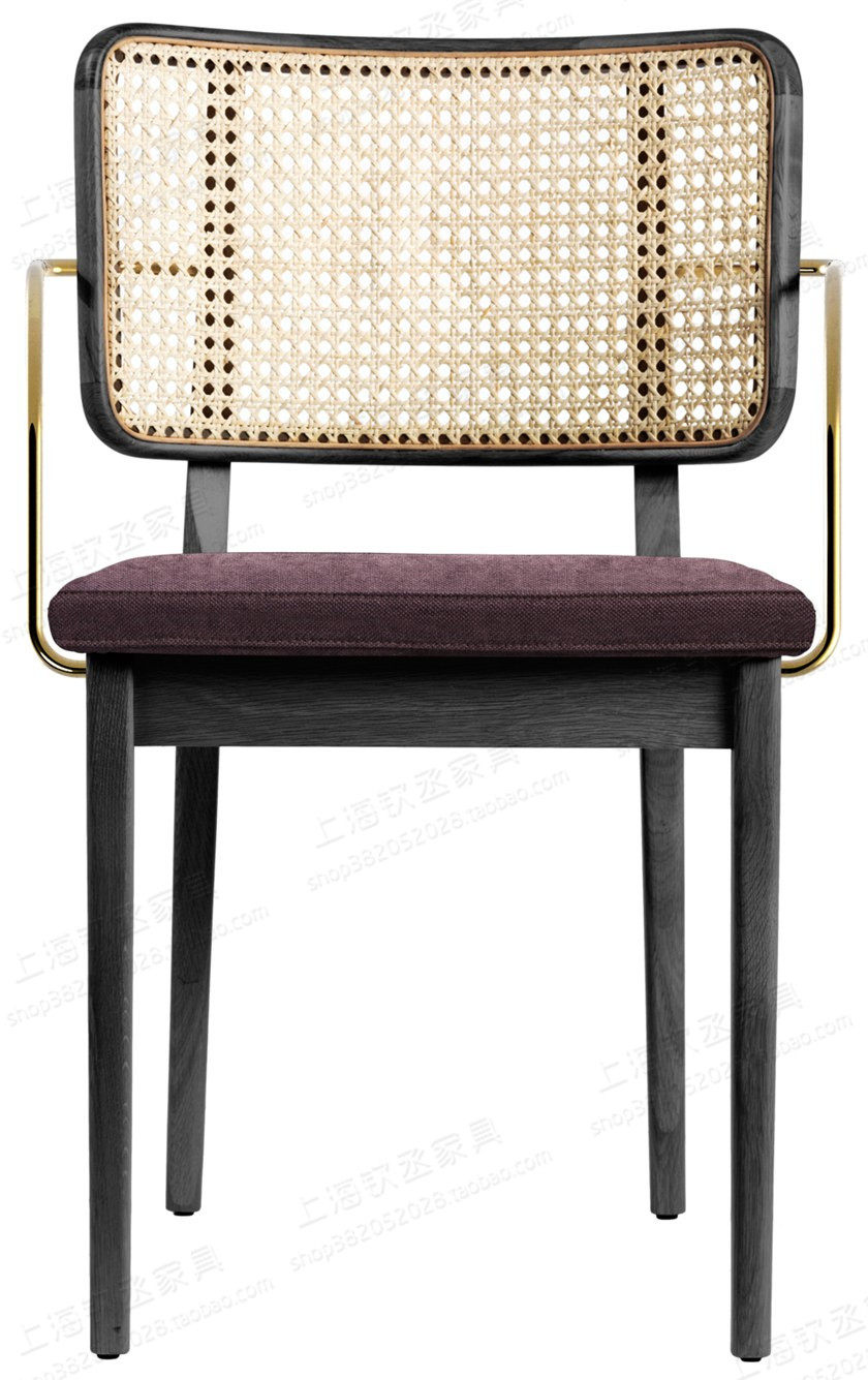 Modern Simple Rattan Solid Wood Dining Chair New Chinese Style Single Chair Designer Hotel Cafe Armrest Leisure Chair