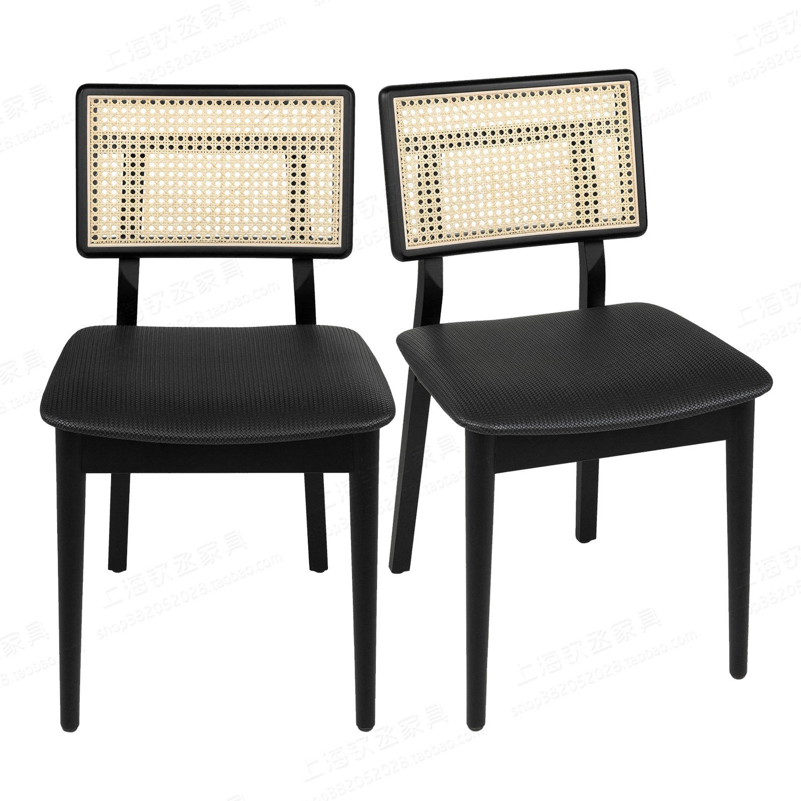 Post-modern simple solid wood rattan dining chair new Chinese style leisure chair Nordic light luxury designer home back chair