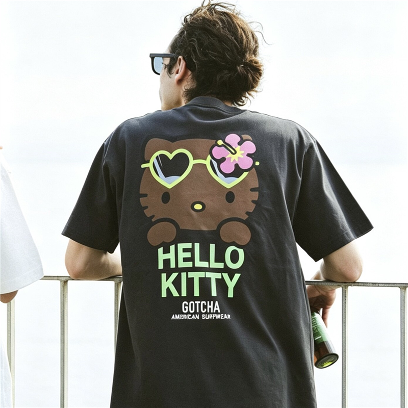 Japan Jkck Hello Kitty Black Hello Kitty Collaboration Gotcha New Style Unisex Couple Short-Sleeve T-Shirt Japan Jkck Hello Kitty Black Hello Kitty Collaboration Gotcha New Style Unisex Couple Short-Sleeve T-Shirt