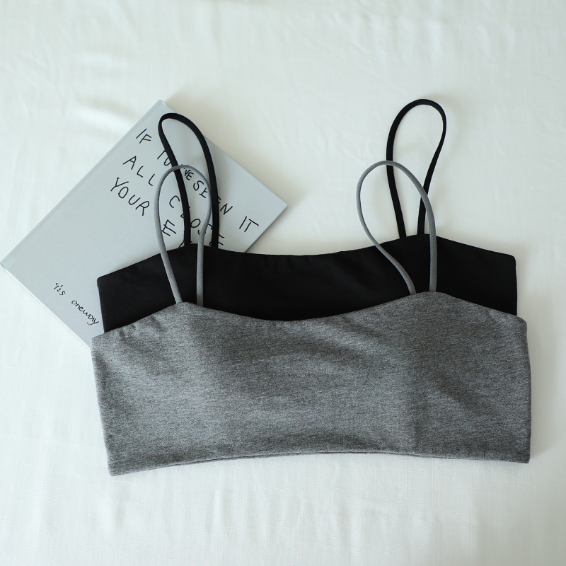 Mi Er Jia Strapless Bra for Women, Seamless, Slimming, Simple Tank Top Style, Fixed Bunny Ear Cups, Thin Pure Cotton Bra