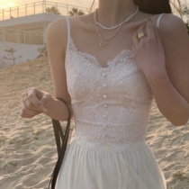 cchen Chen Chen_White lace sling inner chest pad vest bottoming top outerwear summer short tube top