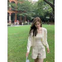 cchen Chen Chen_high waist suit leather shorts women 2022 spring and autumn new loose straight all-match short casual pants