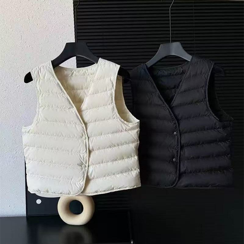 Goose down Inner Layer down Vest for Women 2025 New Fashion V-Neck Thin Lightweight Inner Wear Autumn and Winter Vest