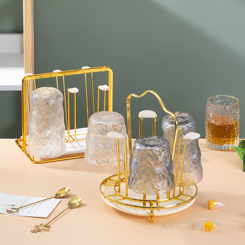 Water cup holder light luxury glass teacup storage rack cup drain rack tray cup set cup shelf rack