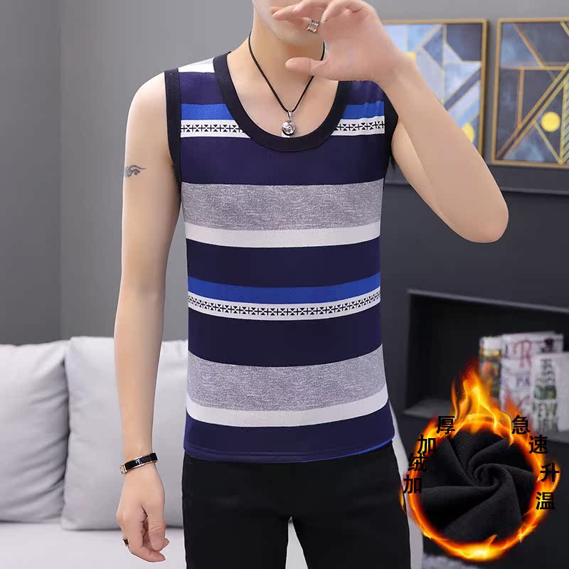 Vest thanh niên đan áo vest cộng với nhung dày mùa thu đông áo vest nam