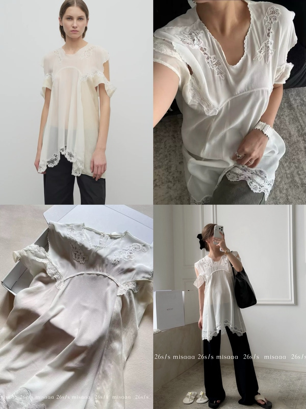 Misaaa Row Close Your Eyes and Save Money, so Beautiful It Makes Your Heart Melt, Silk Lace Embroidered Floral Hollow-Out Off-Shoulder Fairy Top Misaaa Row Close Your Eyes and Save Money, so Beautiful It Makes Your Heart Melt, Silk Lace Embroidered Floral Hollow-Out Off-Shoulder Fairy Top