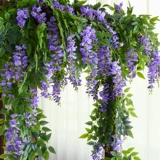 Имитация цветов глицинии, потолочные цветочные веревки из ротанга, висячие цветы из виноградной лозы, декоративные цветы, пластиковые растения, блокировка труб кондиционирования воздуха