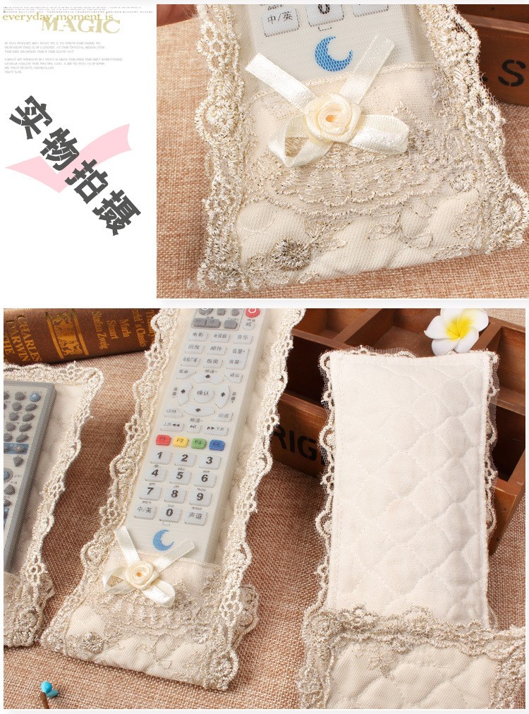 Vải phong cách châu Âu điều khiển từ xa đặt ren thêu bụi che TV điều hòa từ xa điều khiển bảo vệ bìa - Bảo vệ bụi áo điều hòa nhật bản