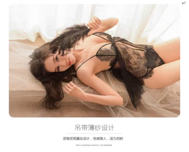 Joy White Rose Đồ ngủ gợi cảm Phụ nữ Mùa xuân và Mùa hè Ren Openwork Temptation Sling Nightdress Front Buckle Open Kháng cáo Đồ lót bộ đồ thu đông