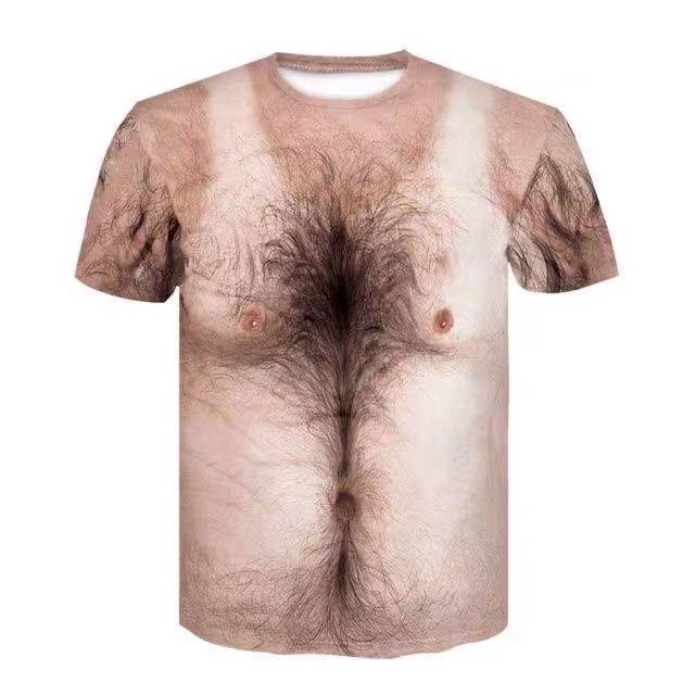 Personalized Funny Fake Abs Chest Hair Quirky Muscle Creative Tattoo 3D Stereo T-Shirt Short-Sleeved Shirt Base Layer Personalized Funny Fake Abs Chest Hair Quirky Muscle Creative Tattoo 3D Stereo T-Shirt Short-Sleeved Shirt Base Layer