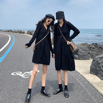 Girlfriend Sister 2019 popular skirt autumn waist thin temperament knitted dress long sleeve base skirt women