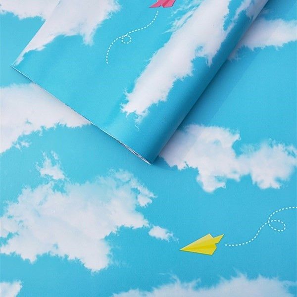 Explosive wallpaper self-adhesive dormitory college students blue sky white cloud wallpaper bedroom sky roof cartoon children's room