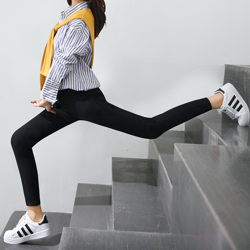 黑色魔术打底裤女外穿薄款2018秋季韩版高腰