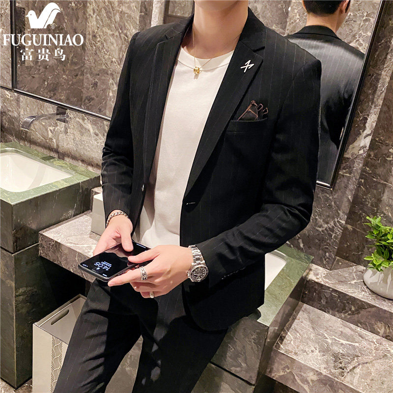 Rich bird single-breasted suit men's suit wedding dress groom banquet casual business formal suit two-piece suit