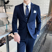 Fugui Bird Western-style Suit Mens Three Sets Summer Leisure Business Careers Positive Dress Groom Wedding Gown Jacket