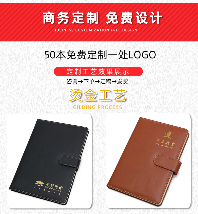 a5笔记本子定制商务皮面记录本办公记事本会议带扣皮质b5印刷加厚工作高档刻字可印logo订做封面本子定做订制商品详情图