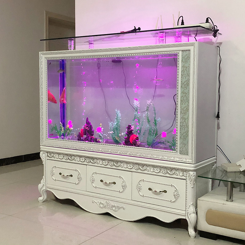 European-style living room home Jinlong free water change fish tank landscaping aquarium 1 2 custom ultra-white glass bottom filter floor