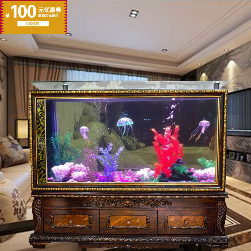 European-style ecological golden dragon fish tank living room household water-free glass screen porch landscaping fish tank large aquarium