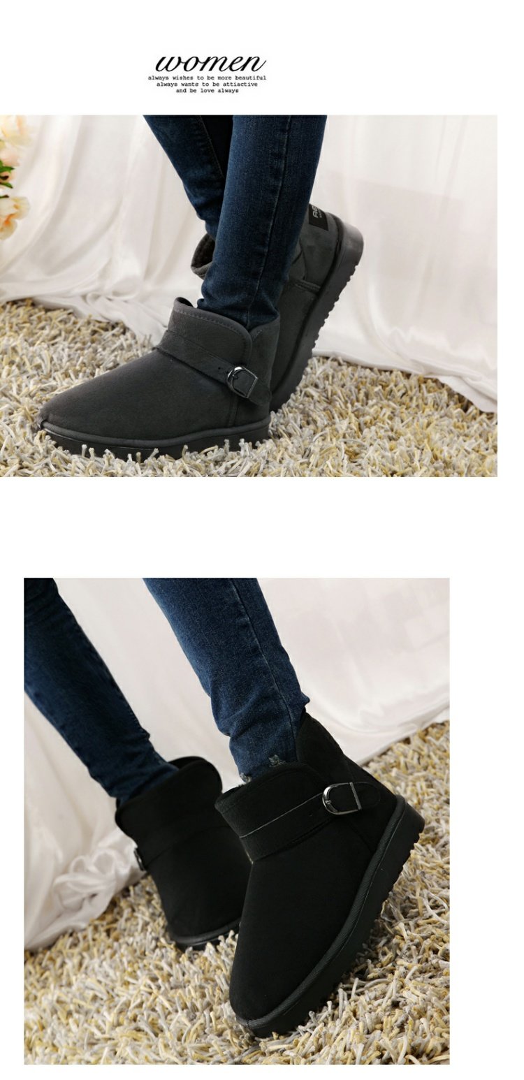 Giày tuyết mùa đông Giày nữ ngắn Booties trẻ em cộng với nhung học sinh Phiên bản Hàn Quốc của đôi giày cotton hoang dã dày thông thường boot đen nữ