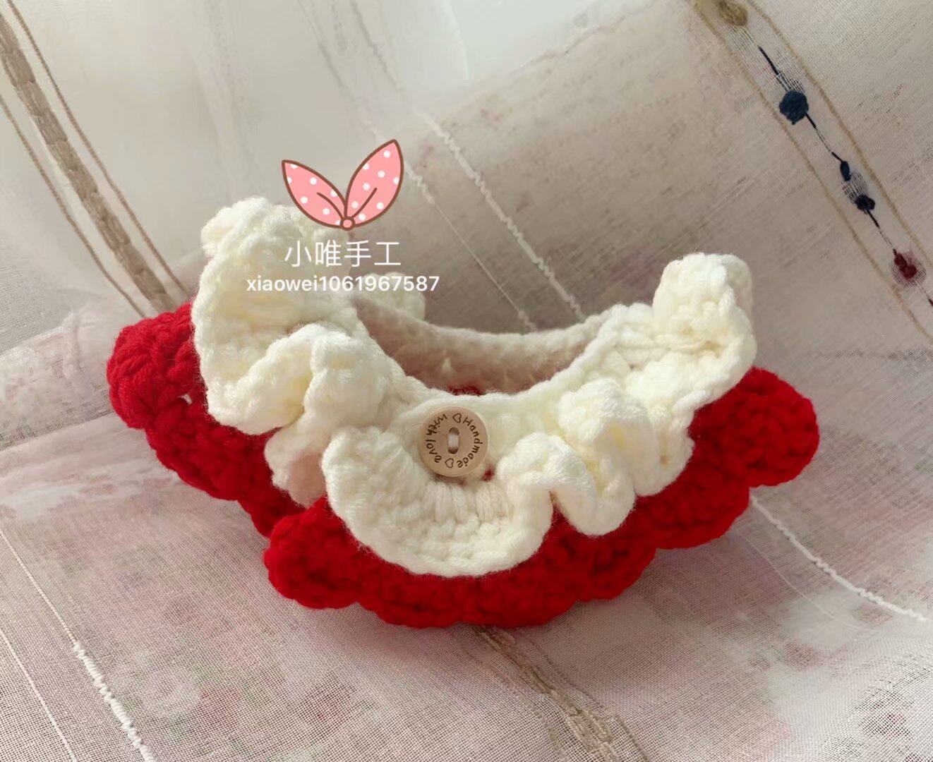 Xiao Wei Original Handmade Pet Christmas Scarf Cat Lace Bow Tie Cloak Christmas Party Cloak Dog Scarf