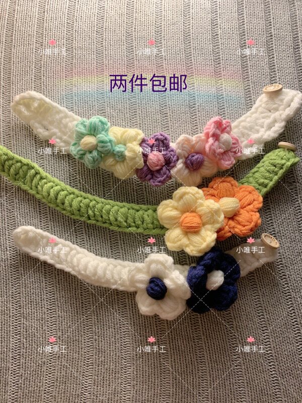 Spot small family net red lingering elegant wind cat dog pet collar handmade puppet jewelry scarf puff candy color