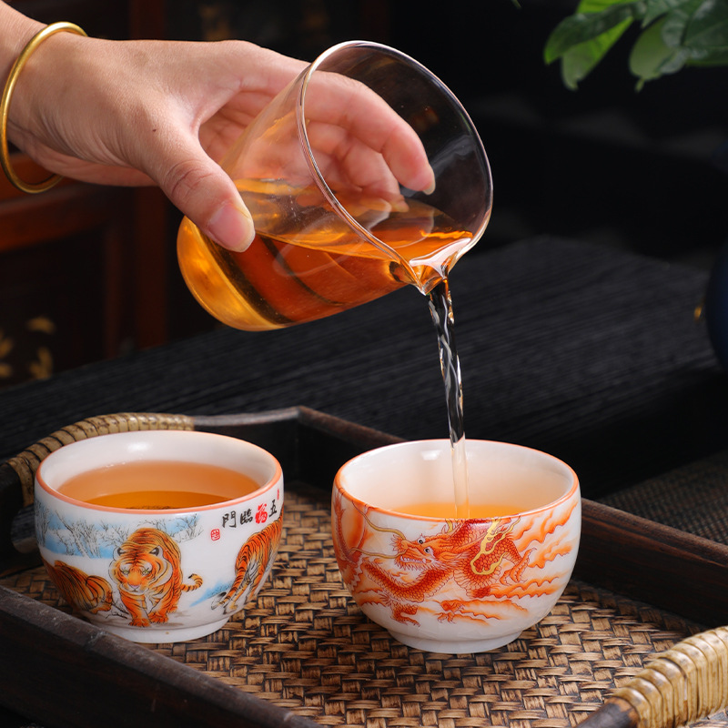 Ru Kiln Men's Style Women's Style Drink Brew Tea Cup Big capacity Pink Cup High-end Single Cup Master's Cup Chinese Tea Tea-Taobao