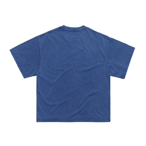 SeedClub21 двойная пряжа длинная бархатная хлопчатобумажная азета для окрашенной воды, старый разрушительный логотип почерка с коротким рукавом с коротким рукавом