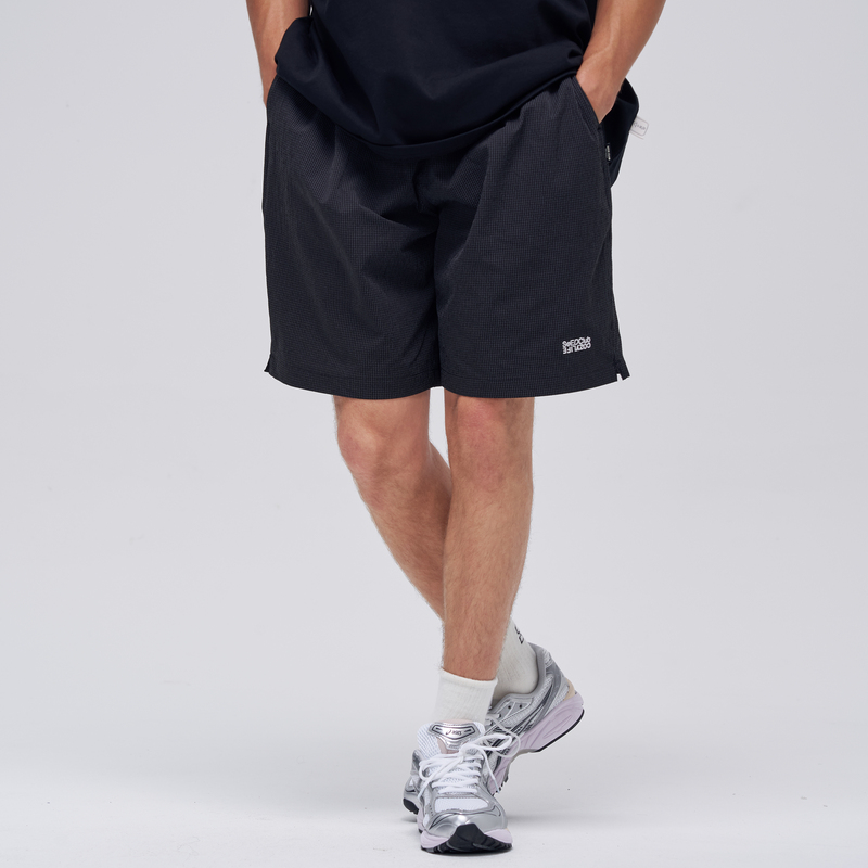 Seedclub Black Label (Nylon 66 Seersucker Zipper Shorts) 180G/M² Plaid Five-Point Shorts for Men, Summer