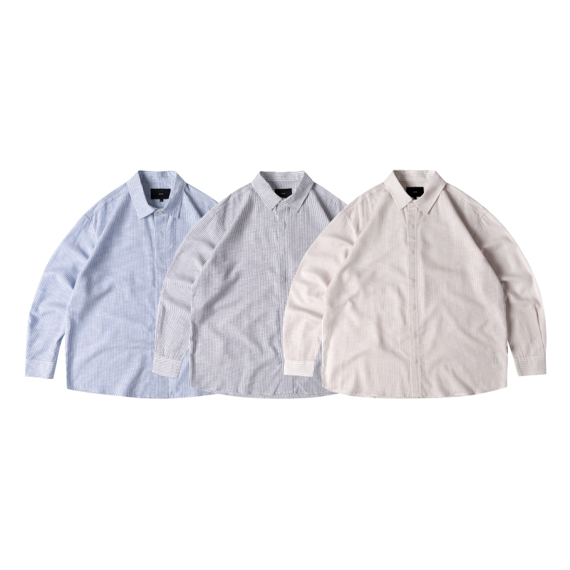 Seedclub 260G/M² European Imported Lyocell Blended Linen Striped Long-Sleeved Shirt Seedclub 260G/M² European Imported Lyocell Blended Linen Striped Long-Sleeved Shirt