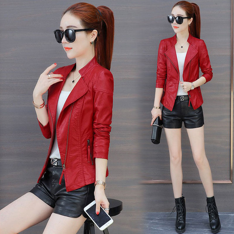 2021 Autumn Winter New Korean Version Fashion Genuine Leather Plus Cotton Fur Coat Woman with short style Locomotive Leather Jacket Jacket