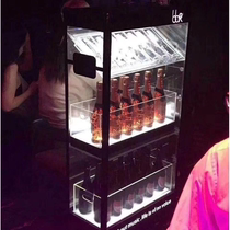 Bar LED luminous champagne cabinet Stainless steel wine cabinet Champagne display rack Red wine foreign wine double-layer mobile champagne cabinet