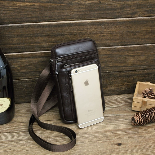 Сумка через плечо, небольшая сумка, мужская кожаная универсальная маленькая поясная сумка, из натуральной кожи, широкий экран