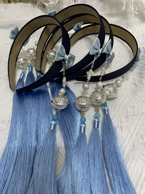 Honor of Kings Xi Shi's Illusory Veil Spirit Cosplay Original Handmade Headband Ribbon Hair Accessory with Side Clip