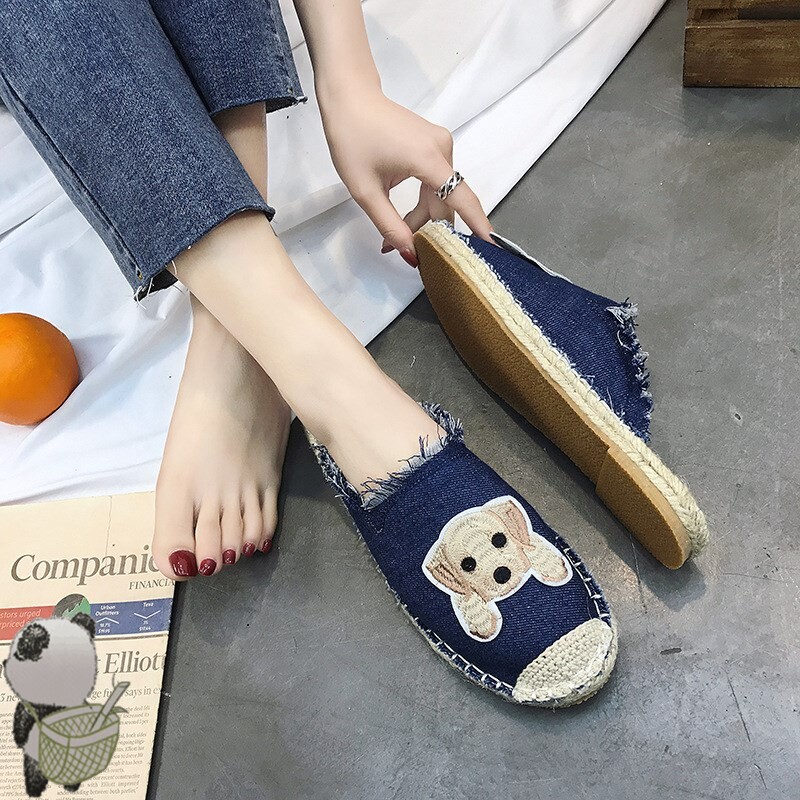 Heel flat bottom toe shoes no summer shoelaces semi-drag non-lazy women's shoes semi-drag denim sneakers small white sandals