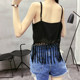 Yunnan ethnic style camisole embroidered tassel exposed navel loose short travel bottoming chiffon top for women