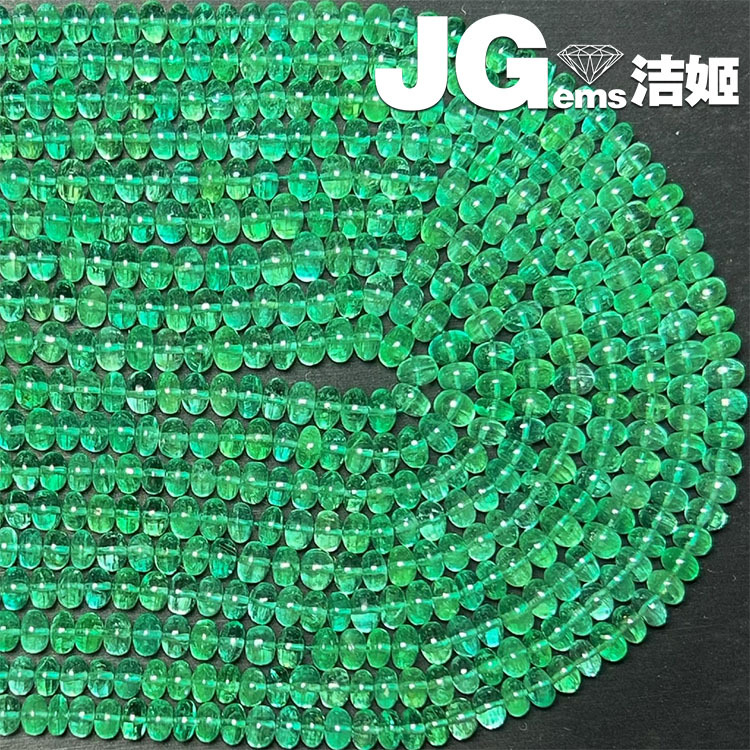 Jieji Natural Unfilled Colombian Emerald Plain Abacus Beads Necklace Bracelet Semi-Finished DIY