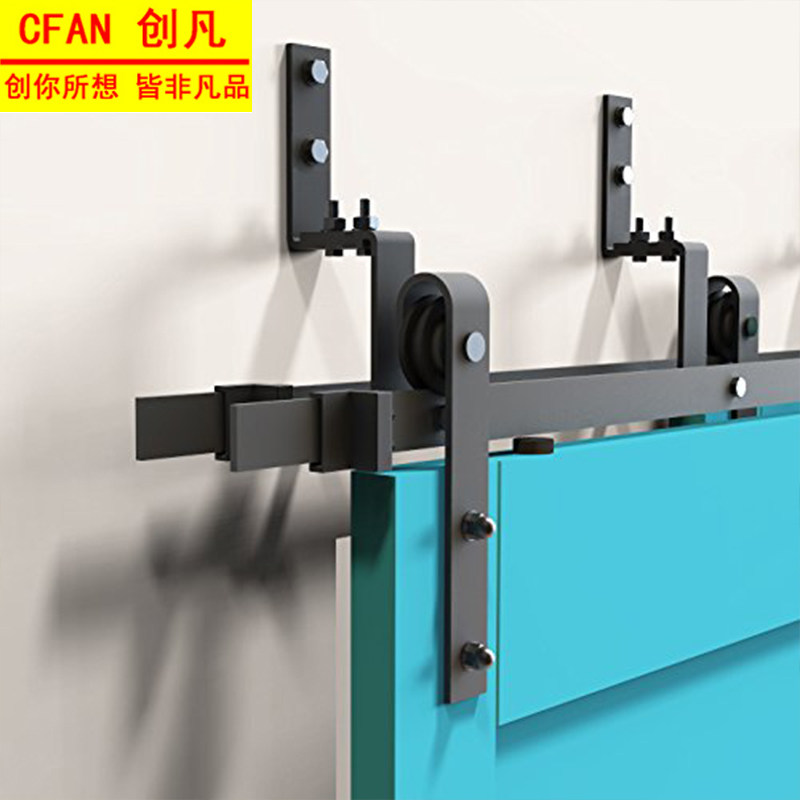 Creator American Barn Door Carbon Steel Hanging Wheel Track Overlapping Doors Double Track Five Gold Accessories Double Layer 