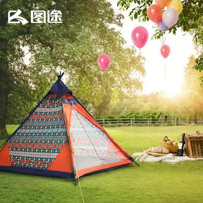 Figure way tent new 4 people thick outdoor rain camp tent wild camping indoor Indian Net red tent