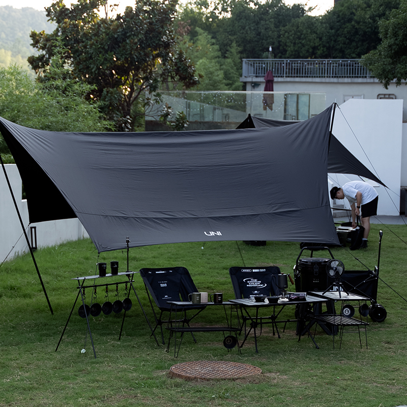 Funkywild Vinyl Tarp Blackened Camping Outdoor Lightweight Rainproof Sunshade Tent