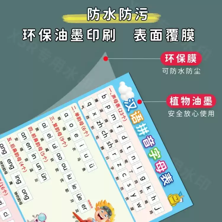 漢語拼音字母表牆貼一年級拼讀訓練全表聲母韻母整體認讀音節掛圖