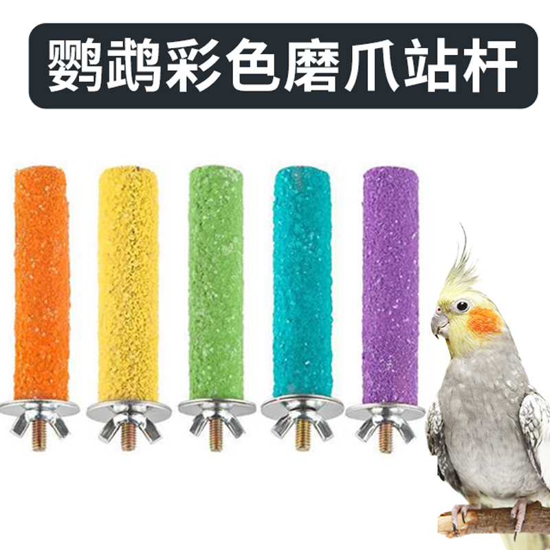 Parrot station pole tiger leather parrot Xuan phoenix painting brow claw stick toy bird furniture supplies frosted pepper wood stand pole