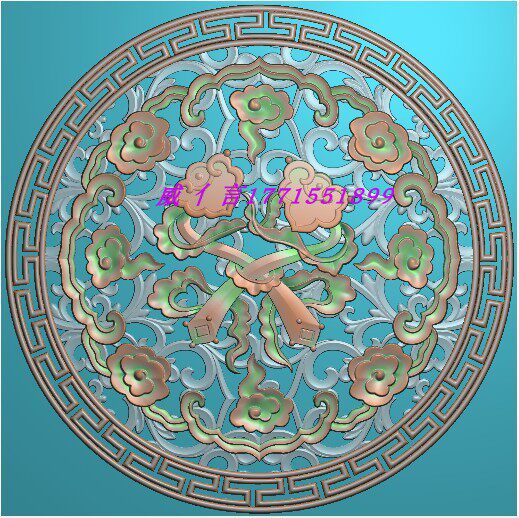 Round hollowed-out Xiangyun Ruyi hanging screen hanging plaque Finely Carved embossed Gray Grey Double Ruyi Computer Engraving JDP